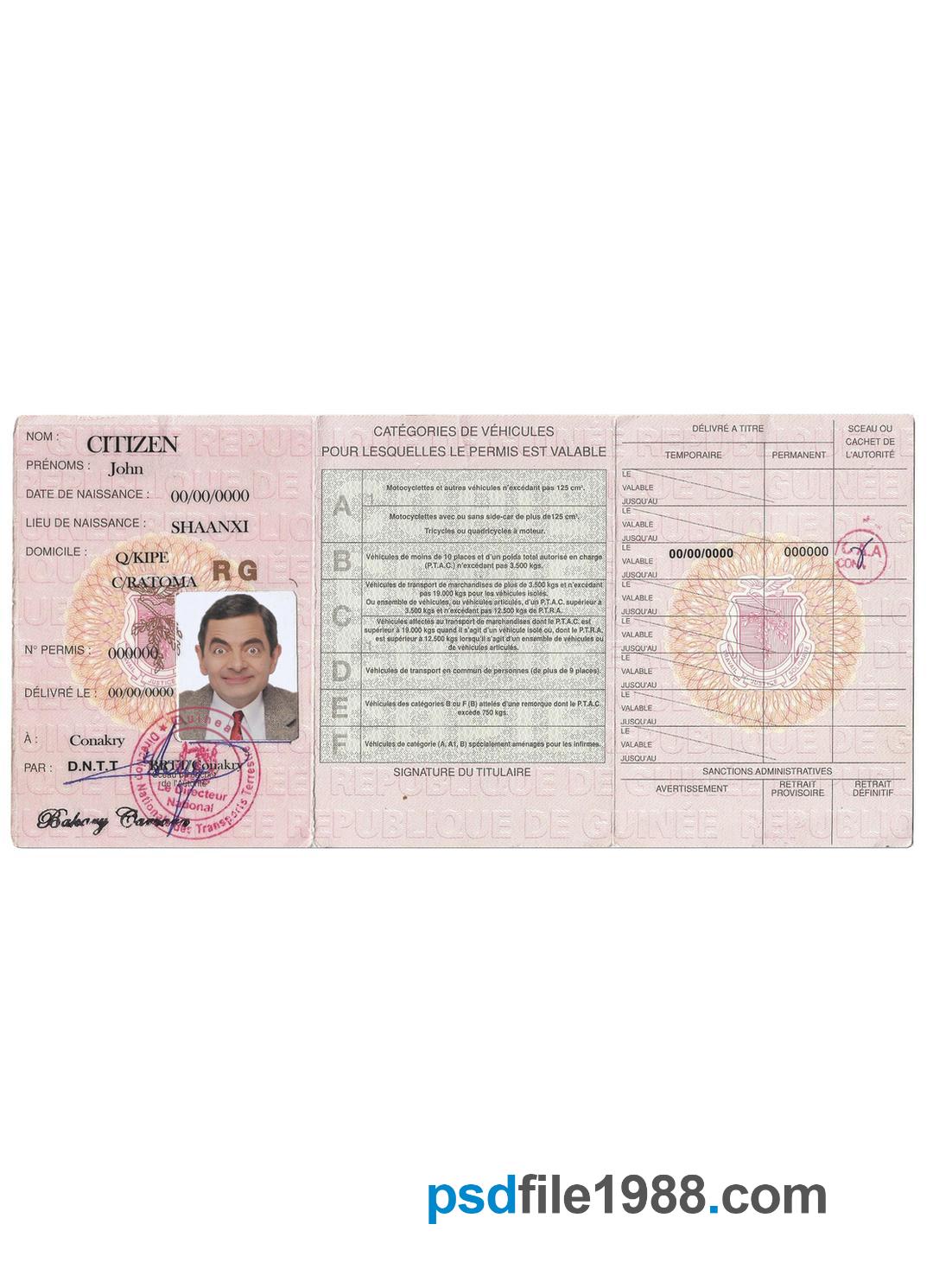 Guinea Driving License